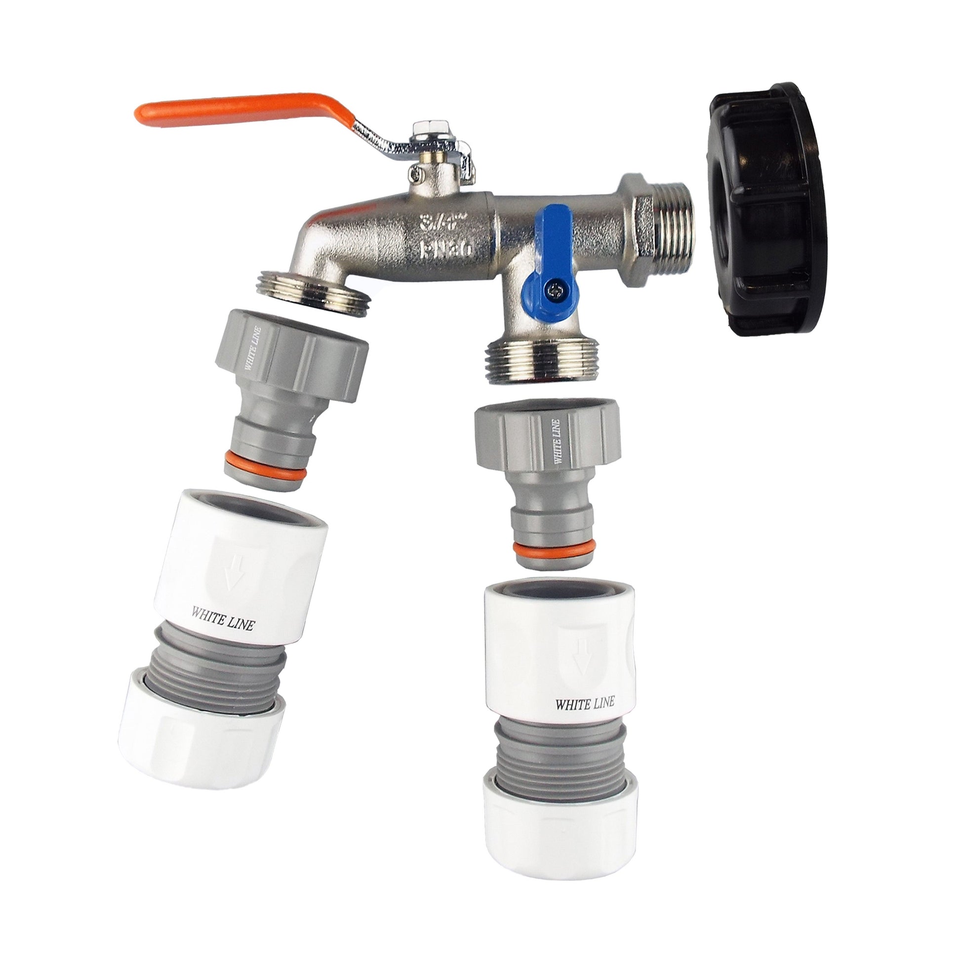 IBC 2” S60X6 Cap with Double Lever Tap and Max Flo Hose Connectors Set - Best4Trade-Retail