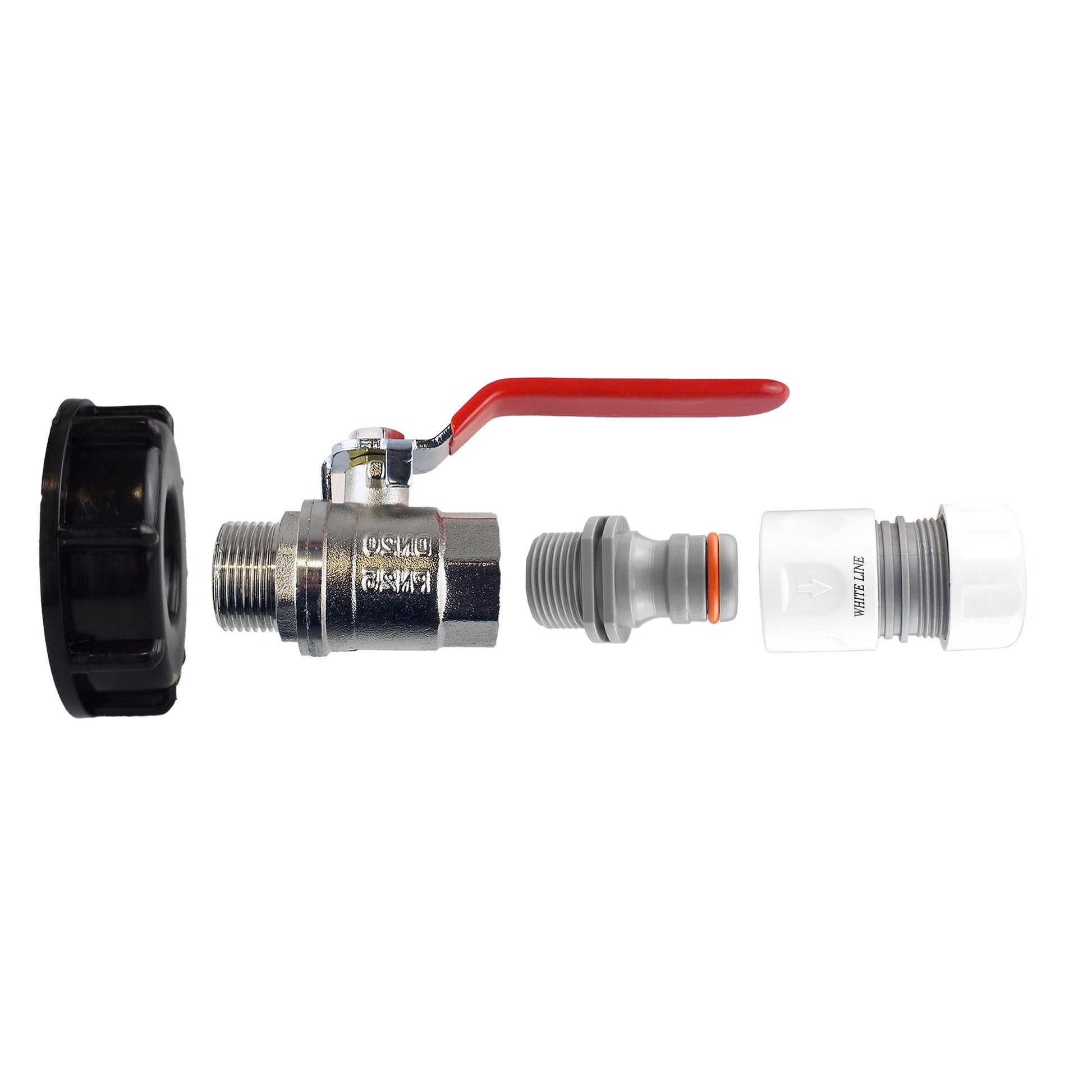 IBC 2” S60X6 Cap with ¾” BSP Lever Valve and Max Flo Hose Connectors Set - Best4Trade-Retail