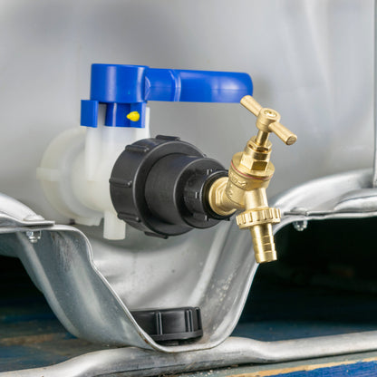 IBC 2” S60X6 - 1/2" BSPF Extender Adaptor with Brass Bib Tap ½” Barb - Best4Trade-Retail