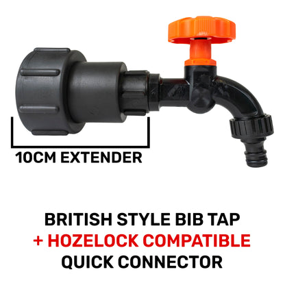 IBC 2” S60X6 – 3/4" BSPF Extender Adaptor with ¾” BSP Plastic Bib Tap - Best4Trade-Retail