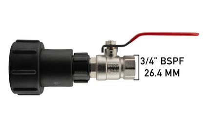 IBC 2” S60X6 – 3/4" BSPF Extender Adaptor with ¾” BSPM-F Lever Valve - Best4Trade-Retail