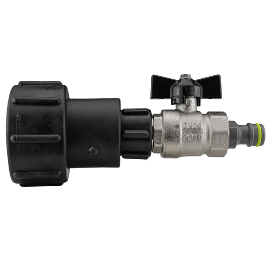IBC 2” S60X6 – 3/4" BSPF Extender Adaptor with Butterfly Valve and Male Quick Connector - Best4Trade-Retail