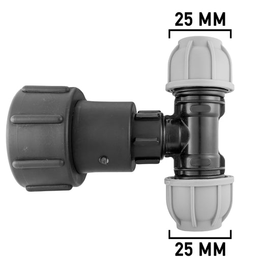 IBC 2” S60X6 – 1" BSPF Extender Adaptor with MDPE Tee 25mm - Best4Trade-Retail