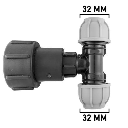 IBC 2” S60X6 – 1" BSPF Extender Adaptor with MDPE Tee 32mm - Best4Trade-Retail