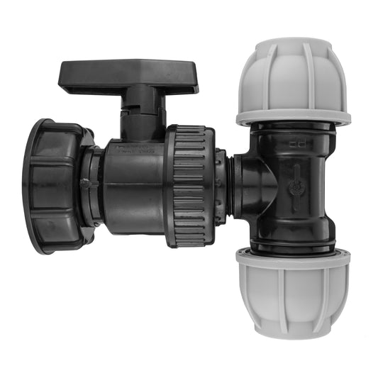 IBC 2” S60X6 Cap with Large Plastic Valve and MDPE Tee 32mm - Best4Trade-Retail