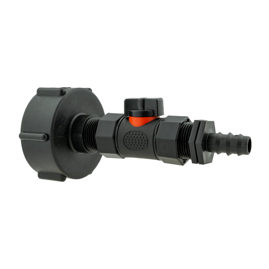 IBC 2” S60X6 Cap with In-Line BSPF Valve and 16mm Barbed Straight - Best4Trade-Retail