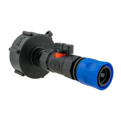 IBC 2” S60X6 Cap with In-Line BSPF Valve and ¾” BSPM Female Hose Connector Blue - Best4Trade-Retail