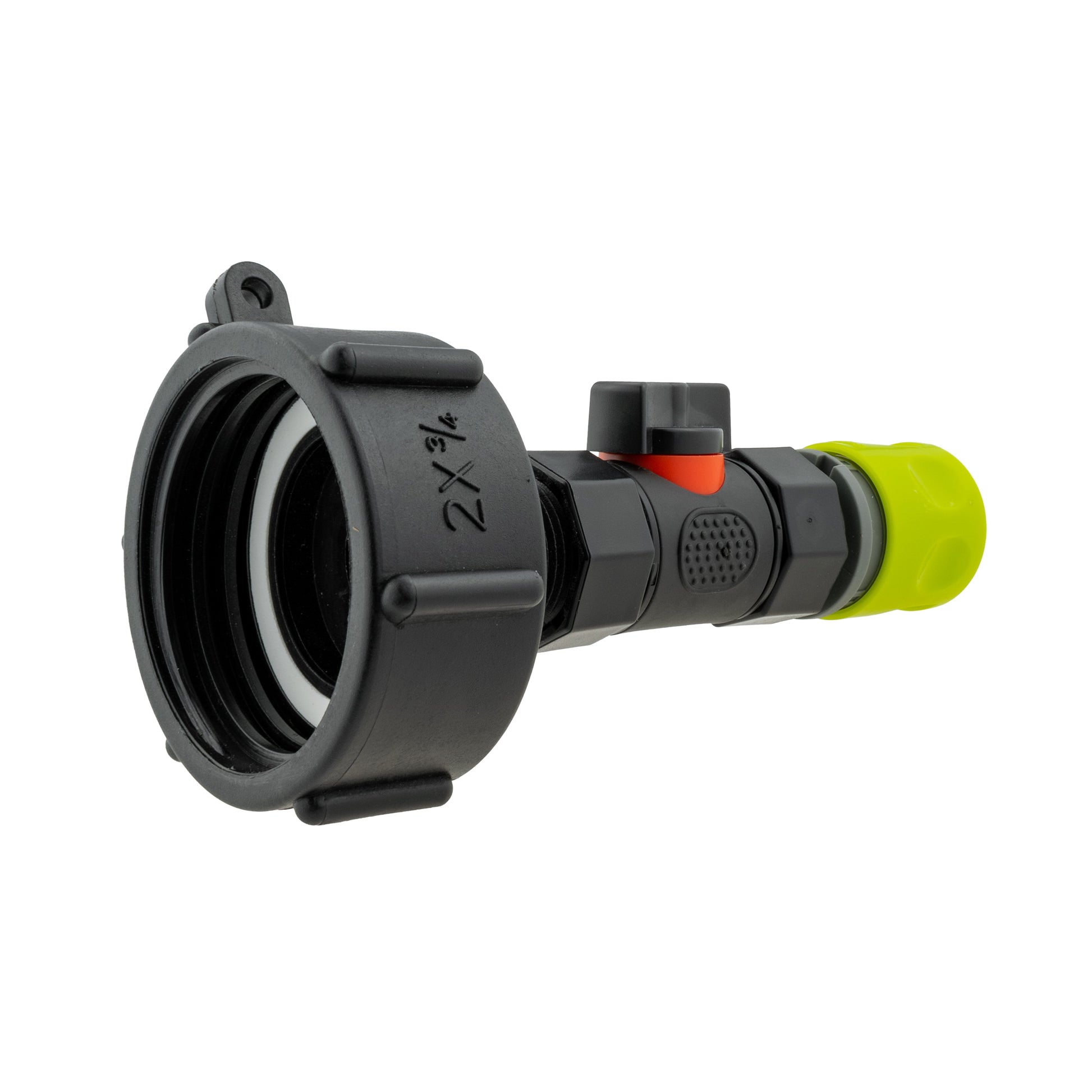 IBC 2” S60X6 Cap with In-Line BSPF Valve and ¾” BSPM Female Hose Connector Lime - Best4Trade-Retail