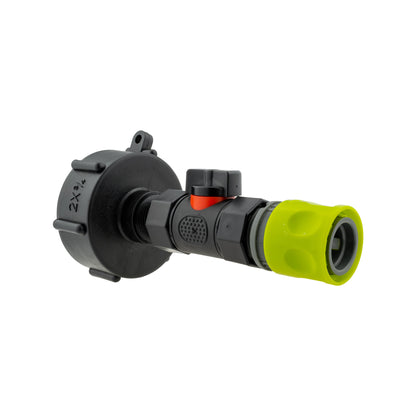 IBC 2” S60X6 Cap with In-Line BSPF Valve and ¾” BSPM Female Hose Connector Lime - Best4Trade-Retail