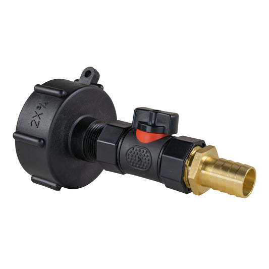 IBC 2” S60X6 Cap with In-Line BSPF Valve and 19mm Brass Barb - Best4Trade-Retail