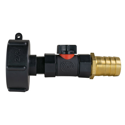 IBC 2” S60X6 Cap with In-Line BSPF Valve and 25mm Brass Barb - Best4Trade-Retail