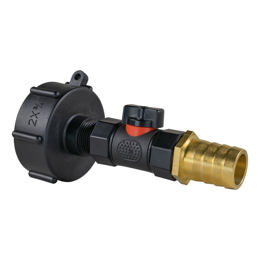 IBC 2” S60X6 Cap with In-Line BSPF Valve and 25mm Brass Barb - Best4Trade-Retail