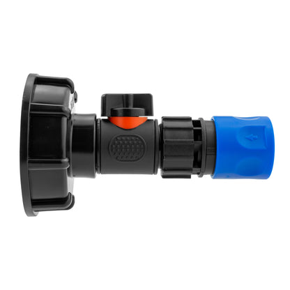 IBC 2” S60X6 Cap with In-Line BSPM Valve and ¾” BSPF Female Hose Connector Blue - Best4Trade-Retail