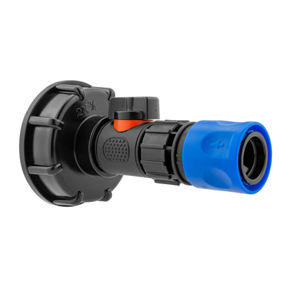 IBC 2” S60X6 Cap with In-Line BSPM Valve and ¾” BSPF Female Hose Connector Blue - Best4Trade-Retail