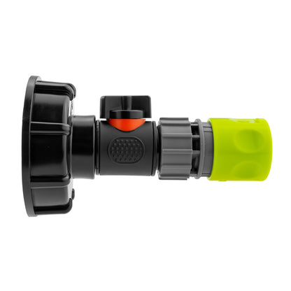 IBC 2” S60X6 Cap with In-Line BSPM Valve and ¾” BSPF Female Hose Connector Lime - Best4Trade-Retail