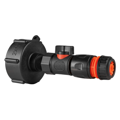 IBC 2” S60X6 Cap with BSPF Thread-Quick Connect Male Valve and Hose Connector Black - Best4Trade-Retail