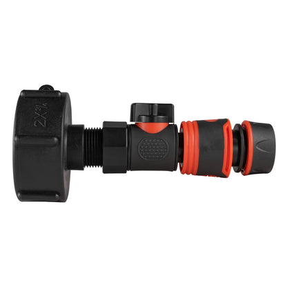 IBC 2” S60X6 Cap with BSPF Thread-Quick Connect Male Valve and Hose Connector Black Soft - Best4Trade-Retail