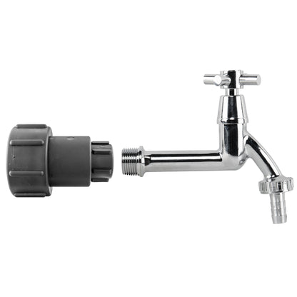 IBC 2" S60X6 - 1/2" BSP Extender Adaptor with Extended Brass Chrome Tap 1/2" Barb - Best4Trade-Retail Garden watering