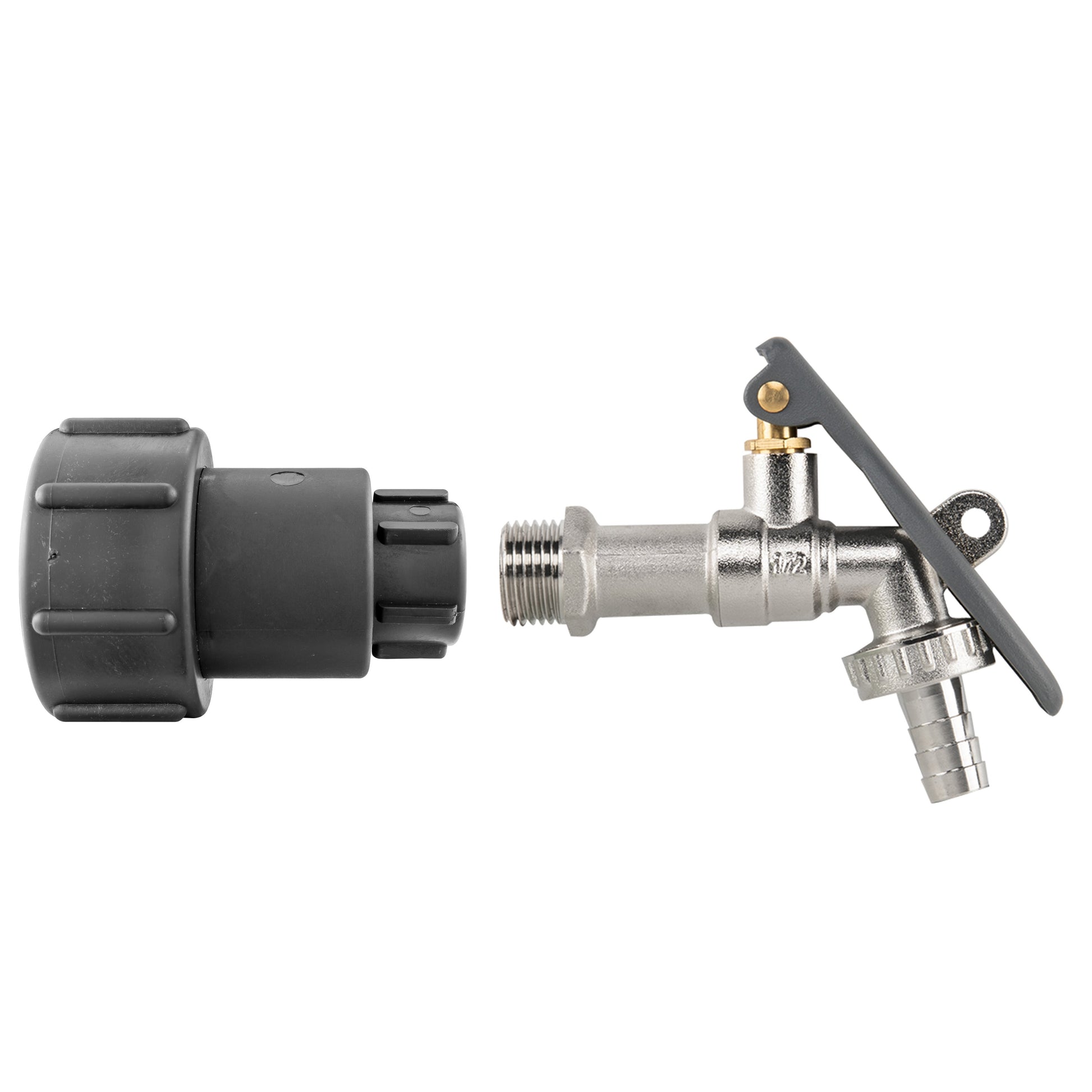 IBC 2" S60X6 - 1/2" BSP Extender Adaptor with Lever Tap Hose Barb and Lever Lock - Best4Trade-Retail Garden watering