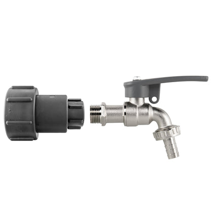 IBC 2" S60X6 - 1/2" BSP Extender Adaptor with Lever Tap with Hose Barb and Side Lock - Best4Trade-Retail Garden watering