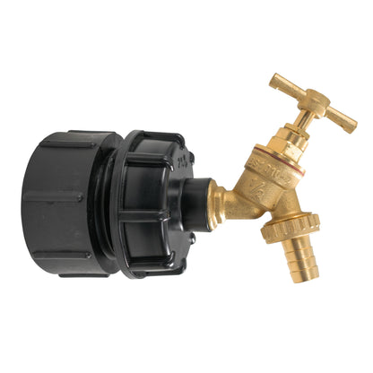 IBC 2” BSPF – S60X6 Cap with S60X6 – ½” BSPF Cap and Brass Bib Tap 1/2” Barb - Best4Trade-Retail