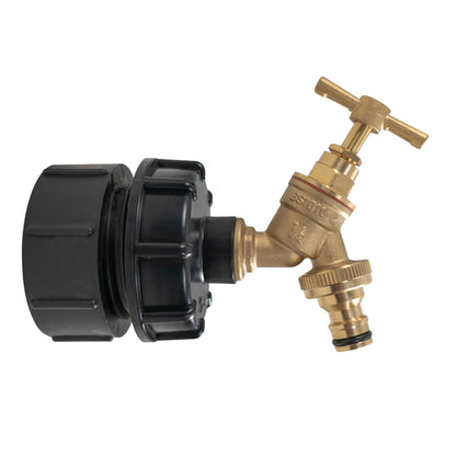 IBC 2” BSPF – S60X6 Cap with S60X6 – ½” BSPF Cap and Brass Bib Quick Connect Tap 1/2” BSP - Best4Trade-Retail