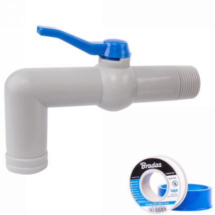 PP TAP 90 DEGREE WITH 1"BSPM INLET + PTFE TAPE - Best4Trade-Retail Garden watering
