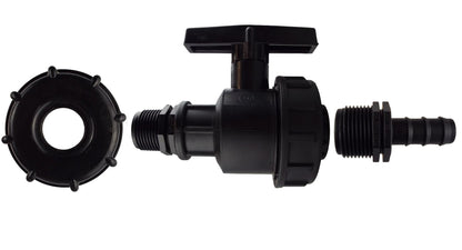 IBC 2” S60X6 Cap with Large Plastic Valve and 16mm Barbed Straight - Best4Trade-Retail