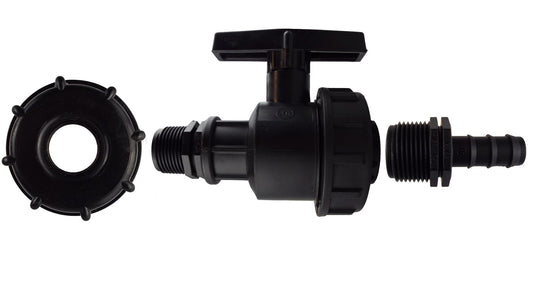 IBC 2” S60X6 Cap with Large Plastic Valve and 16mm Barbed Straight - Best4Trade-Retail