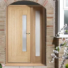 Load image into Gallery viewer, Newbury Oak Unfinished External Door w/ 1 Frosted Double Glazed Light Panel - All Sizes - LPD Doors Doors
