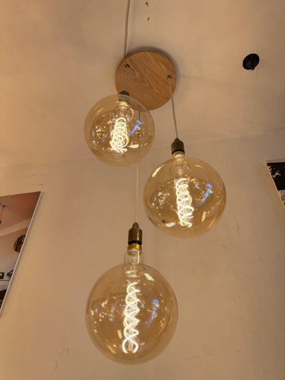 Oak Disc Pendant Light | 3 Drop Kitchen Island, Stairwell & Dining Lighting