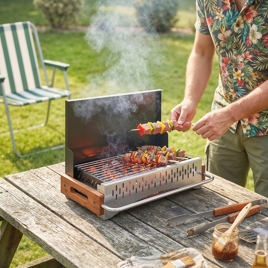 Outsunny Portable BBQ Grill, Folding Charcoal Barbecue Grill with Removable Charcoal Basin for Camping Picnic Garden Party, Black