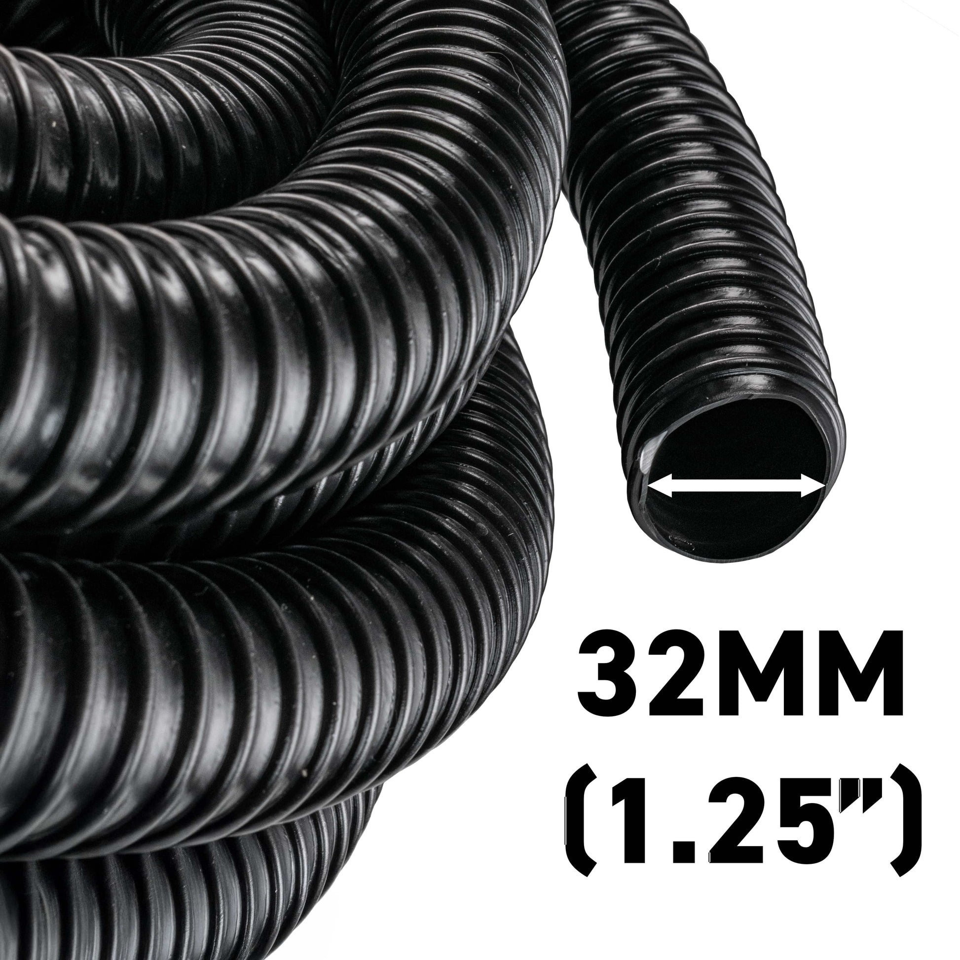 Corrugated Pipe 1.25" (32mm) with 2 x Double Wire Clips Set - Best4Trade-Retail Tech Hose & Fittings