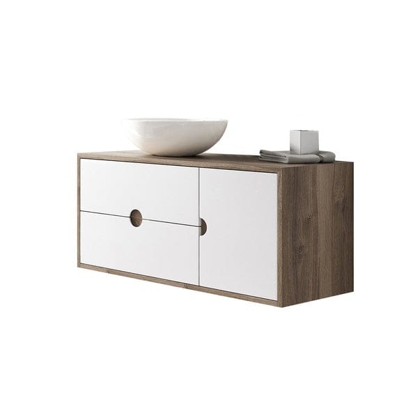 Kompass 1 Door 2 Drawer Vanity Oak/White - 1000 x 480 x 450mm - Aqua Bathrooms