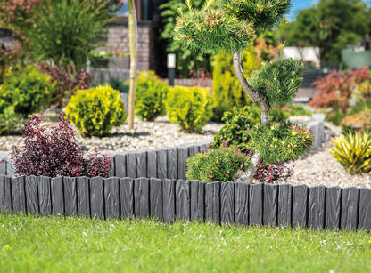 Lawn Edging, Plastic Palisade Wood Effect, 2.32m, Gray - Best4Trade-Retail Garden tools & Accesories