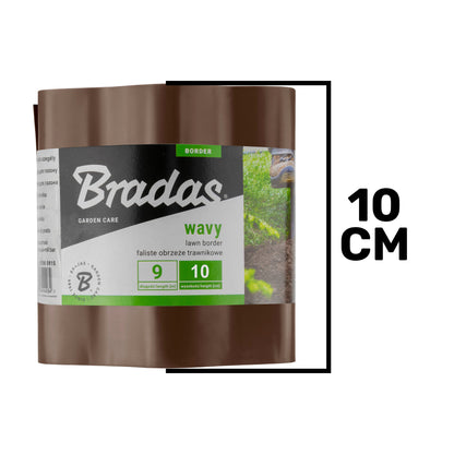Wavy Plastic Garden Lawn Edging, H=10CM, L=9M, Brown - Best4Trade-Retail Garden tools & Accesories