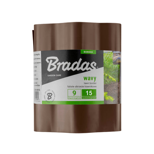 Wavy Plastic Garden Lawn Edging, H=15CM, L=9M, Brown - Best4Trade-Retail Garden tools & Accesories