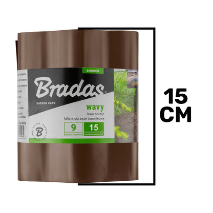 Wavy Plastic Garden Lawn Edging, H=15CM, L=9M, Brown - Best4Trade-Retail Garden tools & Accesories