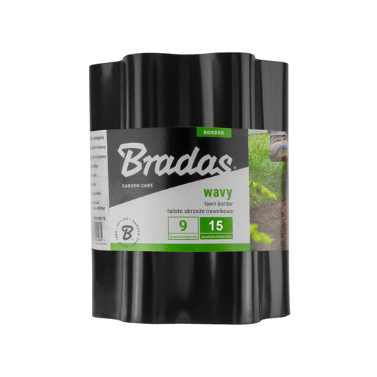 Wavy Plastic Garden Lawn Edging, H=15CM, L=9M, Black