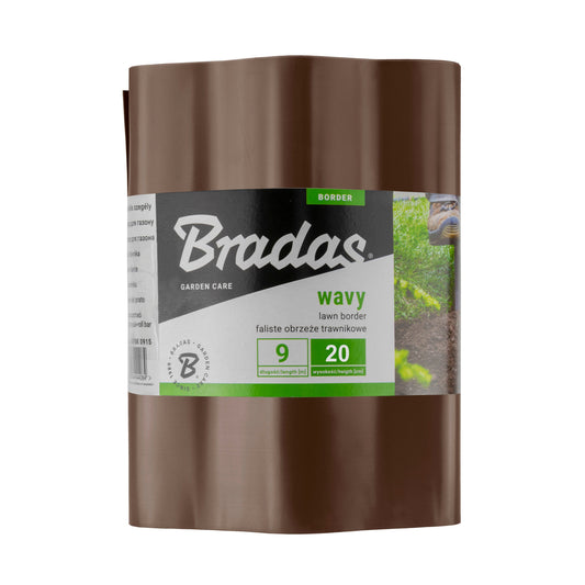 Wavy Plastic Garden Lawn Edging, H=20CM, L=9M, Brown - Best4Trade-Retail Garden tools & Accesories