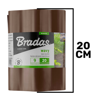 Wavy Plastic Garden Lawn Edging, H=20CM, L=9M, Brown - Best4Trade-Retail Garden tools & Accesories