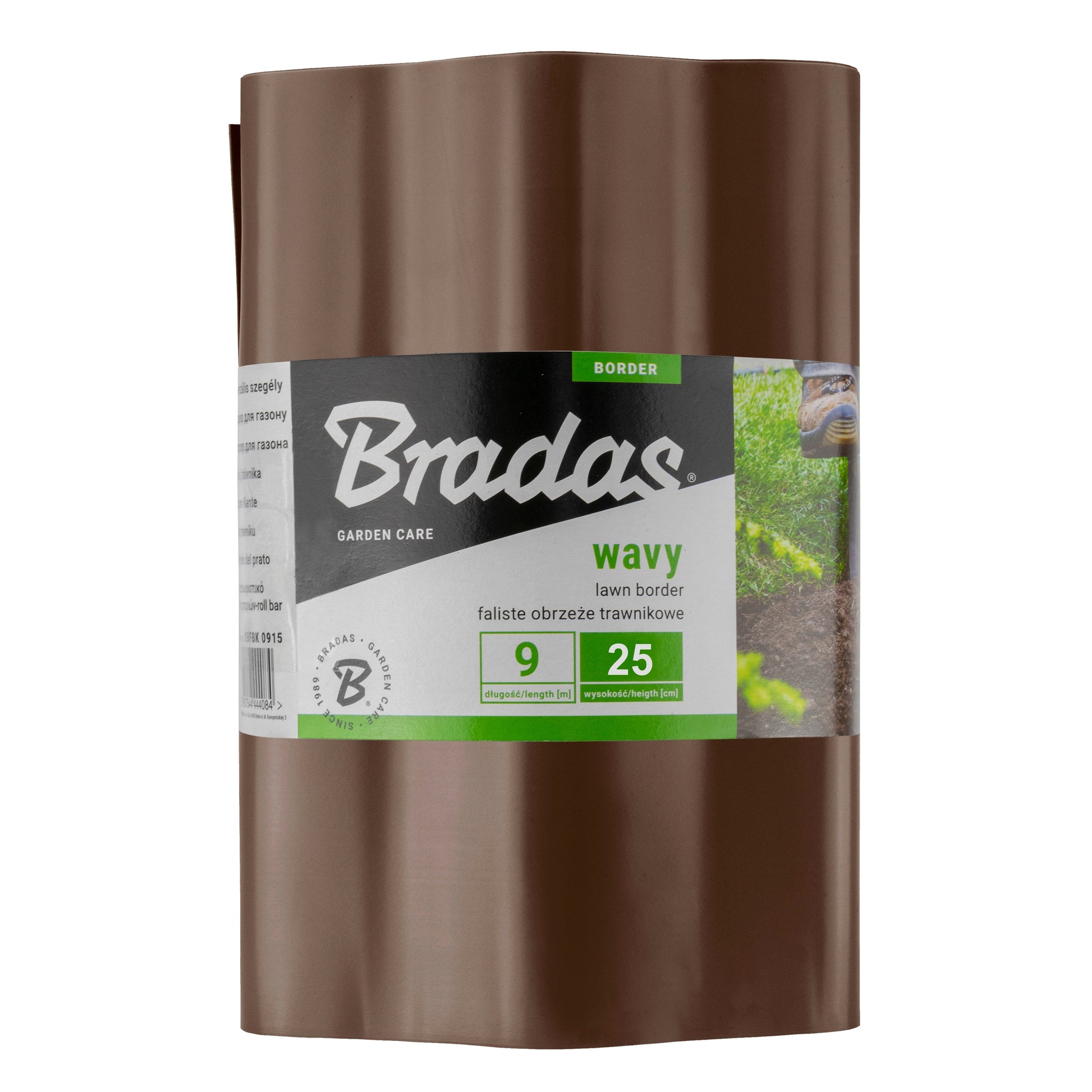 Wavy Plastic Garden Lawn Edging, H=25CM, L=9M, Brown - Best4Trade-Retail Garden tools & Accesories