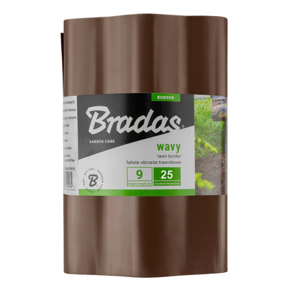 Wavy Plastic Garden Lawn Edging, H=25CM, L=9M, Brown - Best4Trade-Retail Garden tools & Accesories
