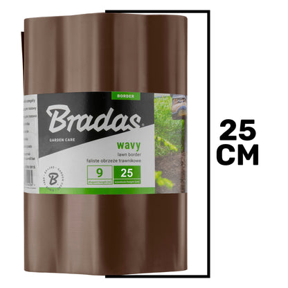 Wavy Plastic Garden Lawn Edging, H=25CM, L=9M, Brown - Best4Trade-Retail Garden tools & Accesories