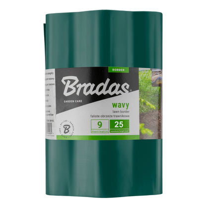 Wavy Plastic Garden Lawn Edging, H=25CM, L=9M, Green - Best4Trade-Retail Garden tools & Accesories