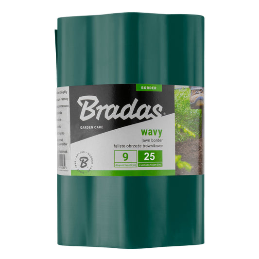 Wavy Plastic Garden Lawn Edging, H=25CM, L=9M, Green - Best4Trade-Retail Garden tools & Accesories