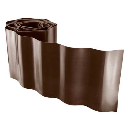 Wavy Plastic Garden Lawn Edging, H=15CM, L=9M, Brown - Best4Trade-Retail Garden tools & Accesories