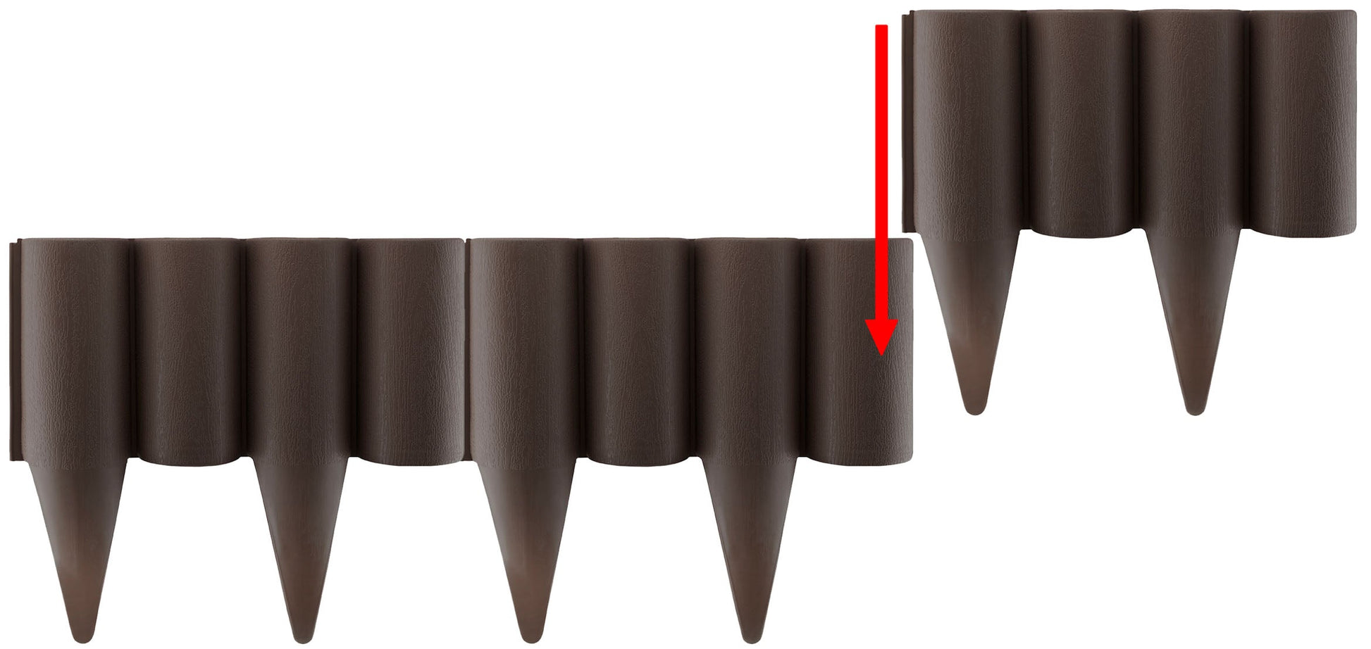 Lawn Edging, Plastic Palisade Wood Effect, 2.5m Box, Brown - Best4Trade-Retail Garden tools & Accesories