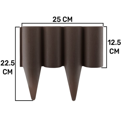 Lawn Edging, Plastic Palisade Wood Effect, 2.5m Box, Brown - Best4Trade-Retail Garden tools & Accesories