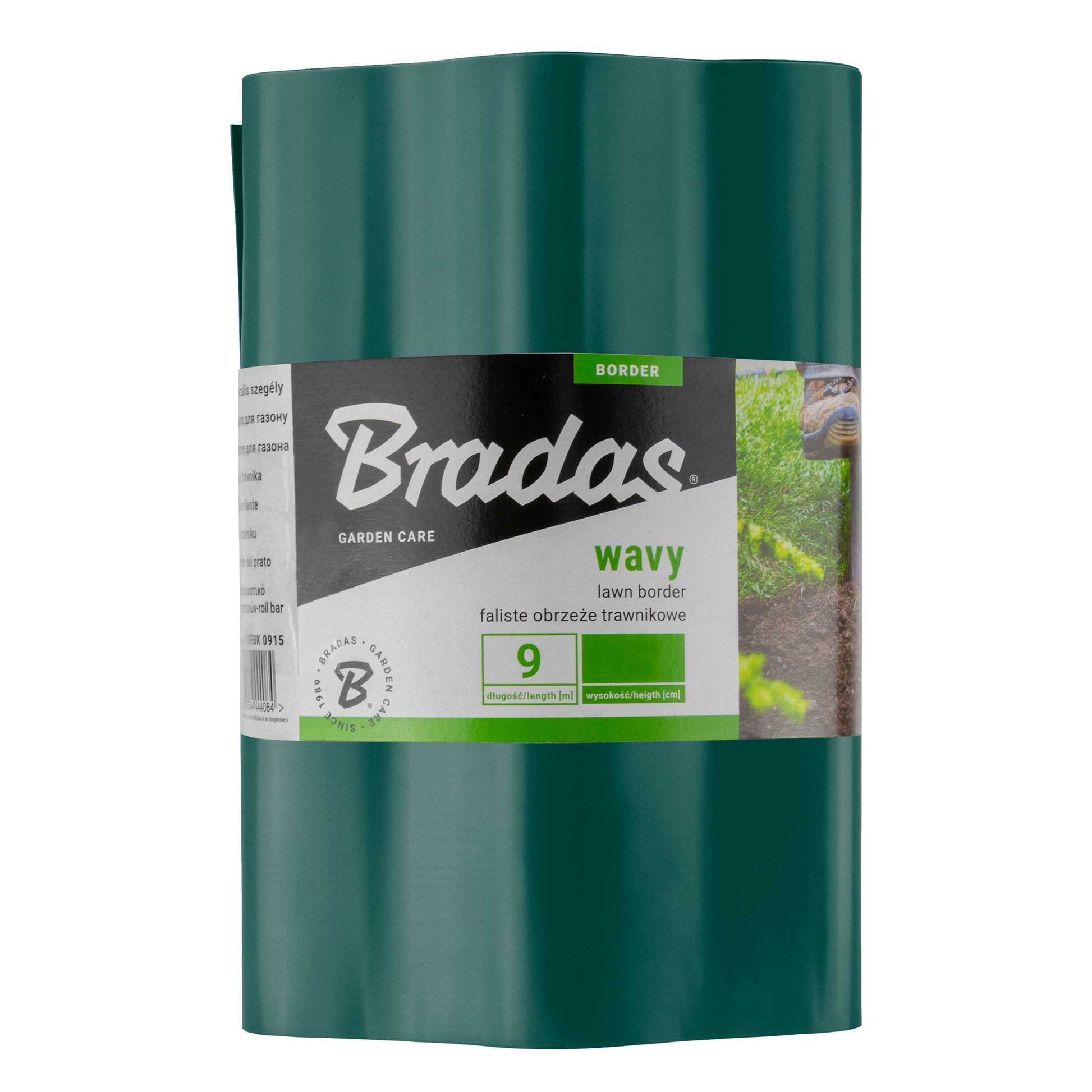 Wavy Plastic Garden Lawn Edging, H=25CM, L=9M, Green - Best4Trade-Retail Garden tools & Accesories